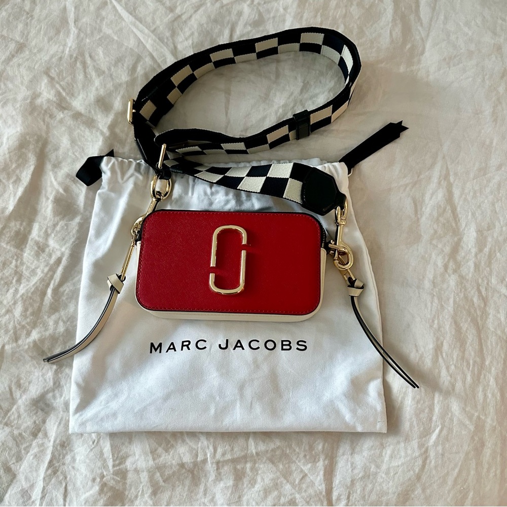 Marc Jacobs Snapshot Crossbody Bag in Red Black Checkered